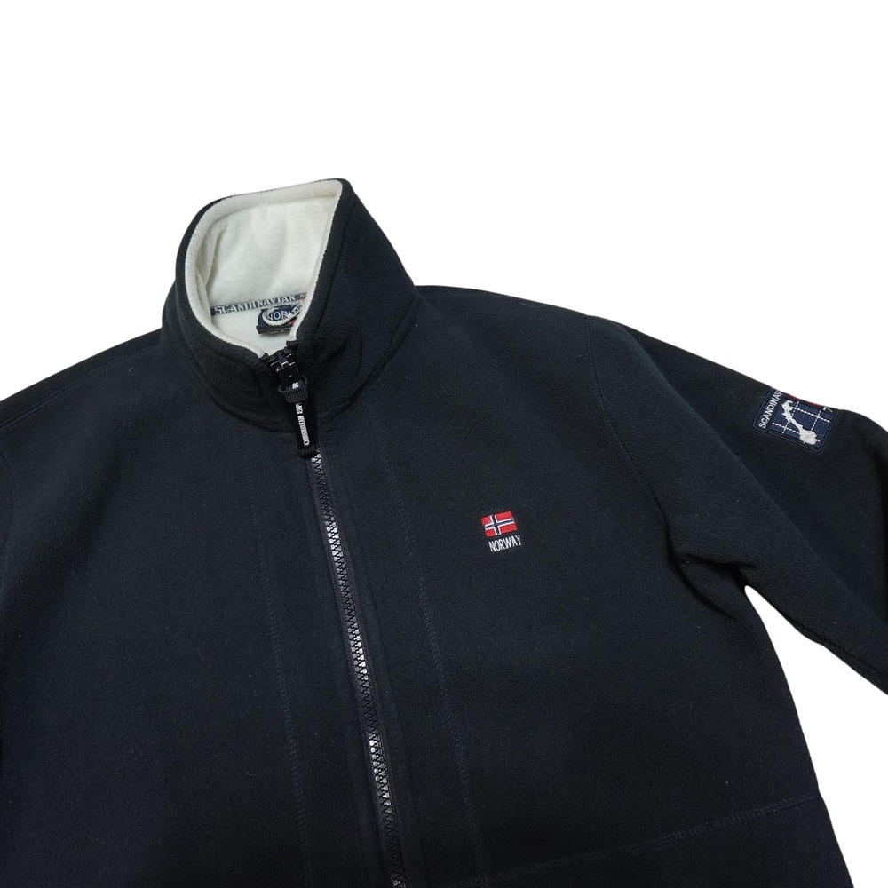Scandinavian Explorer Jacket Mens XS Black Fleece Full Zip Norway Flag Outdoor